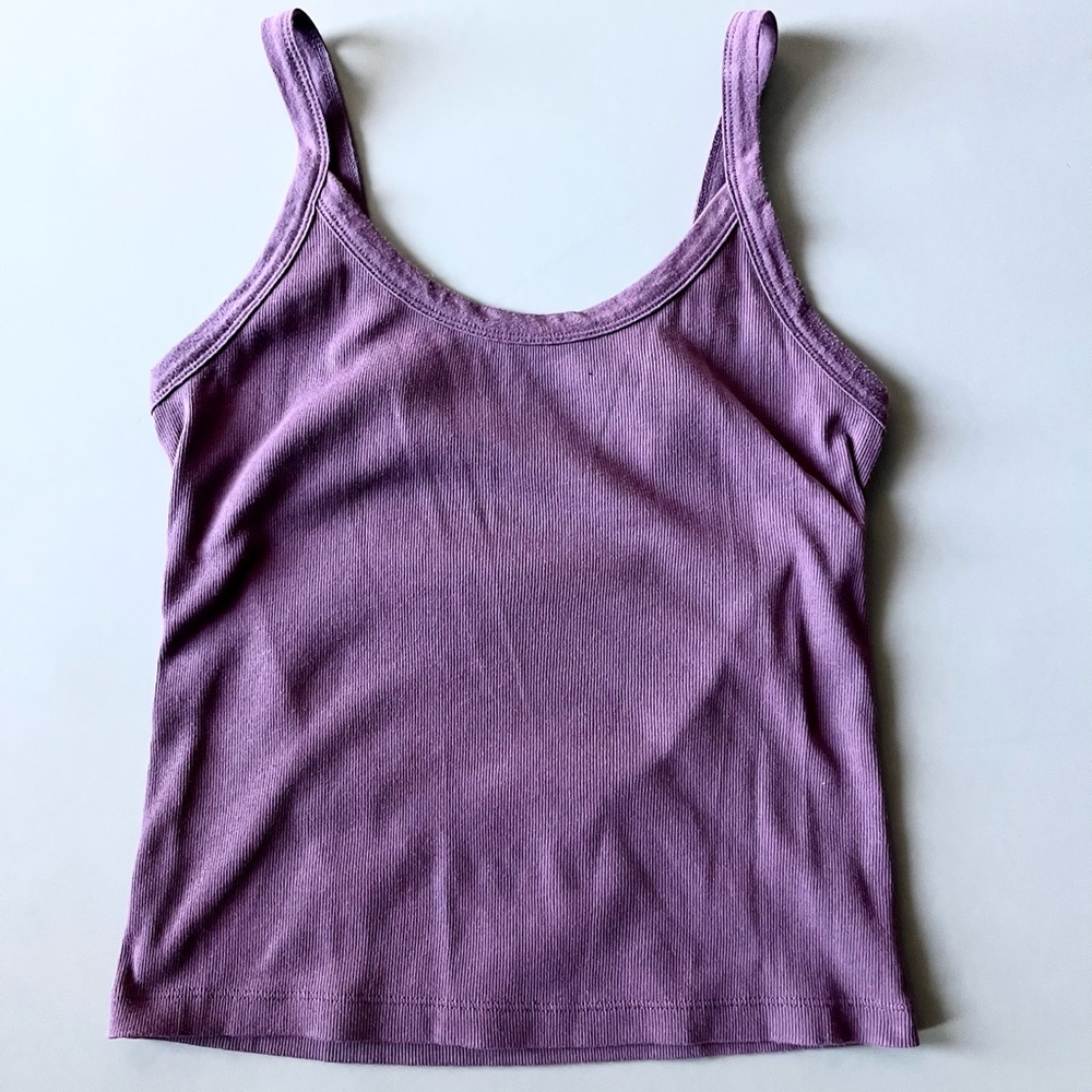 Wild Fable Purple Ribbed Wide Strap Tank Top